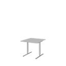 Schreibtisch BARI, T-Fuß, Rechteck, B 800 x T 800 x H 680-820 mm, hellgrau/Alu
