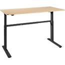 Schreibtisch Bexxstar, elektrisch höhenverstellbar, Rechteck, C-Fuß, B 1600 x T 800 x H 725-1185 mm, Ahorn/schwarz