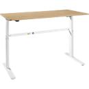 Schreibtisch Bexxstar, elektrisch höhenverstellbar, Rechteck, C-Fuß, B 1800 x T 800 x H 725-1185 mm, Eiche/weiß