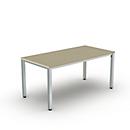 Schreibtisch Bexxstar, Rechteck, 4-Fuß Quadratrohr, B 1600 x H 740 mm, Ahorn/chromsilber