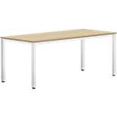 Schreibtisch Bexxstar, Rechteck, 4-Fuß Quadratrohr, B 1800 x T 800 x H 740 mm, Buche/chromsilber