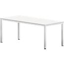 Schreibtisch Bexxstar, Rechteck, 4-Fuß Quadratrohr, B 1800 x T 800 x H 740 mm, weiß/chromsilber