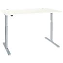 Schreibtisch, einstufig elektrisch höhenverstellbar, T-Fuß Rundrohr, B 1600 x T 800 x H 710-1180 mm, weiß/weißaluminium