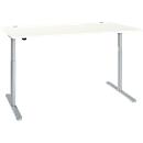 Schreibtisch, einstufig elektrisch höhenverstellbar, T-Fuß Rundrohr, B 1800 x T 800 x H 710-1180 mm, weiß/weißaluminium