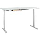 Schreibtisch, elektrisch höhenverstellbar, B 1600 x T 800 x H 615 - 1275 mm, lichtgrau/weissalu+ Kabelkanal, Schublade