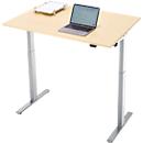 Schreibtisch, elektrisch höhenverstellbar, Rechteck, T-Fuss, B 1200 x T 800 x H 720-1200 mm, Ahorn-Dekor/silber