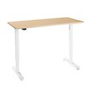 Schreibtisch, elektrisch höhenverstellbar, Rechteck, T-Fuß, B 1300 x T 650 x H 715-1205 mm, Ahorn/weiß