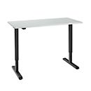 Schreibtisch, elektrisch höhenverstellbar, Rechteck, T-Fuss, B 1300 x T 650 x H 715-1205 mm, lichtgrau/schwarz 