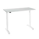 Schreibtisch, elektrisch höhenverstellbar, Rechteck, T-Fuß, B 1300 x T 650 x H 715-1205 mm, lichtgrau/weiß