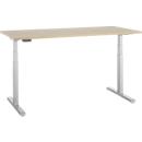 Schreibtisch, elektrisch höhenverstellbar, T-Fuß, B 1600 x T 800 x H 615-1275 mm, Eiche/weißalu