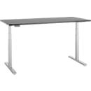 Schreibtisch, elektrisch höhenverstellbar, T-Fuß, B 1600 x T 800 x H 615-1275 mm, graphit/weißalu