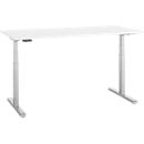 Schreibtisch, elektrisch höhenverstellbar, T-Fuß, B 1600 x T 800 x H 615-1275 mm, weiß/weißalu