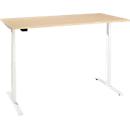 Schreibtisch, elektrisch höhenverstellbar, T-Fuß, B 1600 x T 800 x H 620-1270 mm, Ahorn/weiß + Memoryschalter