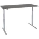Schreibtisch, elektrisch höhenverstellbar, T-Fuß, B 1600 x T 800 x H 620-1270 mm, graphit/weißaluminium + Memoryschalter