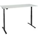Schreibtisch, elektrisch höhenverstellbar, T-Fuß, B 1600 x T 800 x H 620-1270 mm, lichtgrau/schwarz + Memoryschalter