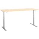 Schreibtisch, elektrisch höhenverstellbar, T-Fuß, B 1800 x T 800 x H 615-1275 mm, Ahorn/weißalu