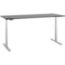 Schreibtisch, elektrisch höhenverstellbar, T-Fuß, B 1800 x T 800 x H 615-1275 mm, graphit/weißalu