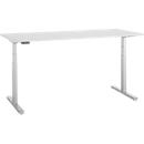 Schreibtisch, elektrisch höhenverstellbar, T-Fuß, B 1800 x T 800 x H 615-1275 mm, lichtgrau/weißalu