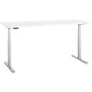 Schreibtisch, elektrisch höhenverstellbar, T-Fuß, B 1800 x T 800 x H 615-1275 mm, weiß/weißalu