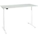 Schreibtisch, elektrisch höhenverstellbar, T-Fuß, B 1800 x T 800 x H 620-1270 mm, lichtgrau/weiß + Memoryschalter