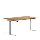 Schreibtisch ERGO DRIVE ED 470, elektrisch höhenverstellbar, Freiform, Ansatz rechts, T-Fuß, B 1800 x T 1000 x H 692-1147 mm, Kirsche Romana/weißalu 