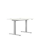 Schreibtisch ERGO DRIVE ED 470, elektrisch höhenverstellbar, Rechteck, T-Fuss, B 1200 x T 800 x H 692-1147 mm, weiss/weissaluminium RAL 9006 