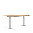 Schreibtisch ERGO DRIVE ED 470, elektrisch höhenverstellbar, Rechteck, T-Fuss, B 1600 x T 800 x H 692-1147 mm, Buche/lichtgrau 