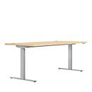 Schreibtisch ERGO DRIVE ED 470, elektrisch höhenverstellbar, Rechteck, T-Fuss, B 1800 x T 800 x H 692-1147 mm, Ahorn/weissaluminium RAL 9006 
