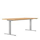 Schreibtisch ERGO DRIVE ED 470, elektrisch höhenverstellbar, Rechteck, T-Fuss, B 1800 x T 800 x H 692-1147 mm, Buche/weissaluminium RAL 9006 