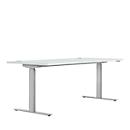Schreibtisch ERGO DRIVE ED 470, elektrisch höhenverstellbar, Rechteck, T-Fuss, B 1800 x T 800 x H 692-1147 mm, lichtgrau/weissaluminium RAL 9006 