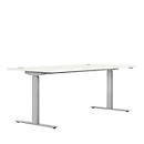 Schreibtisch ERGO DRIVE ED 470, elektrisch höhenverstellbar, Rechteck, T-Fuss, B 1800 x T 800 x H 692-1147 mm, weiss/weissaluminium RAL 9006 