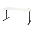 Schreibtisch ERGO-T 2.0, Freiform, Ansatz links, T-Fuß, B 1800 x T 1000/800 x H 675-895 mm, weiß/anthrazit