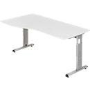 Schreibtisch Freiform ULM, li. od. rechts, B 1800 x T 800/1000 x H 650-850 mm, lichtgrau