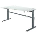 Schreibtisch Komfort, elektrisch höhenverstellbar, Freiform, Ansatz links, C-Fuß, B 1800 x T 1000,00/800 x H 655-1305 mm, lichtgrau/anthrazit