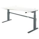 Schreibtisch Komfort, elektrisch höhenverstellbar, Freiform, Ansatz links, C-Fuß, B 1800 x T 1000,00/800 x H 655-1305 mm, weiß/anthrazit