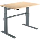 Schreibtisch Komfort, elektrisch höhenverstellbar, Rechteck, C-Fuß, B 1200 x T 800 x H 655-1305 mm, Ahorn/anthrazit