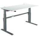 Schreibtisch Komfort, elektrisch höhenverstellbar, Rechteck, C-Fuß, B 1600 x T 800 x H 655-1305 mm, lichtgrau/anthrazit