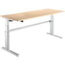 Schreibtisch Komfort, elektrisch höhenverstellbar, Rechteck, C-Fuß, B 1800 x T 800 x H 655-1305 mm, Ahorn/weißaluminium RAL 9006