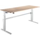 Schreibtisch Komfort, elektrisch höhenverstellbar, Rechteck, C-Fuß, B 1800 x T 800 x H 655-1305 mm, Eiche/weißaluminium RAL 9006