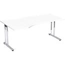 Schreibtisch mit Ansatz PALENQUE, C-Fuß, Freiform, links, B 1800 x T 1000/800 x H 680-820 mm, weiß