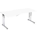 Schreibtisch mit Ansatz PALENQUE, C-fuß, Freiform, links, B 1800 x T 1000/800 x H 720 mm, weiß