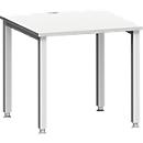 Schreibtisch MODENA FLEX, Quadrat, 4-Fuß Quadratrohr, B 800 x T 800 x H 720-820 mm, lichtgrau/weißaluminium