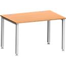 Schreibtisch MODENA FLEX, Rechteck, 4-Fuß Quadratrohr, B 1200 x T 800 x H 720-820 mm, Buche/weißaluminium