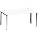 Schreibtisch MODENA FLEX, Rechteck, 4-Fuß Quadratrohr, B 1600 x T 800 x H 720-820 mm, weiß/weißaluminium