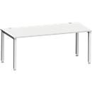 Schreibtisch MODENA FLEX, Rechteck, 4-Fuß Quadratrohr, B 1800 x T 800 x H 720-820 mm, lichtgrau/weißaluminium