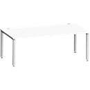 Schreibtisch MODENA FLEX, Rechteck, 4-Fuß Quadratrohr, B 2000 x T 1000 x H 720-820 mm, weiß/weißaluminium