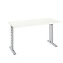 Schreibtisch Moxxo IQ, Rechteck, C-Fuß, B 1300 x T 650 x H 735 mm, weiß/weißaluminium RAL 9006 