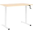 Schreibtisch Multiflex, manuell höhenverstellbar mit Kurbel, B 1200 x T 800 x H 700-1180 mm, Ahorn/weiß