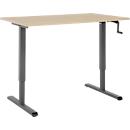 Schreibtisch Multiflex, manuell höhenverstellbar mit Kurbel, B 1200 x T 800 x H 700-1180 mm, Eiche/anthrazit