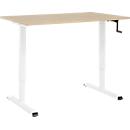 Schreibtisch Multiflex, manuell höhenverstellbar mit Kurbel, B 1200 x T 800 x H 700-1180 mm, Eiche/weiß